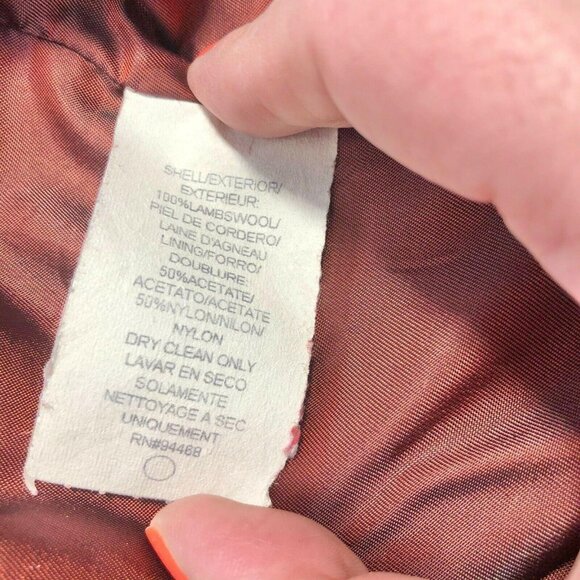 Vintage Red Wool Blend Button Front Coat Side Pockets Classic Collar Womens 12 - Picture 8 of 9